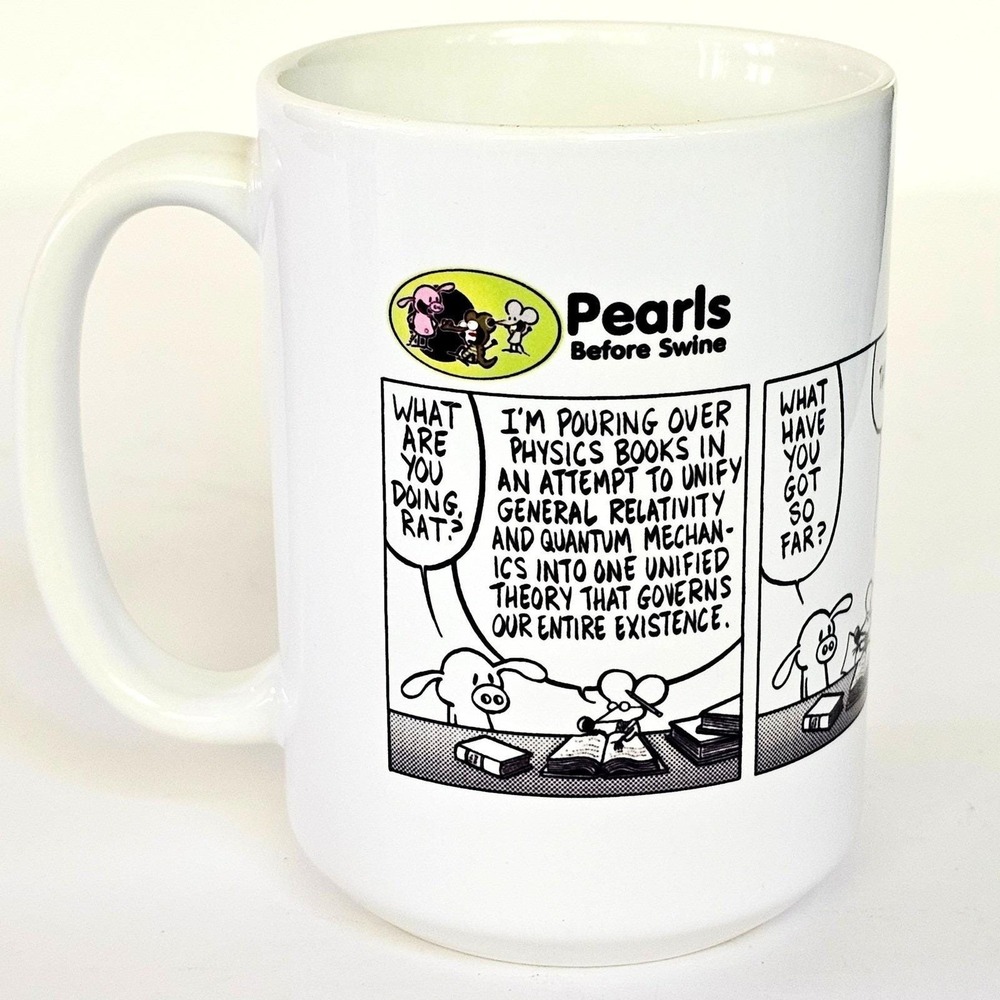 Pearls Before Swine Stephan Pastis Comic Strip Physics Beer Coffee Mug White